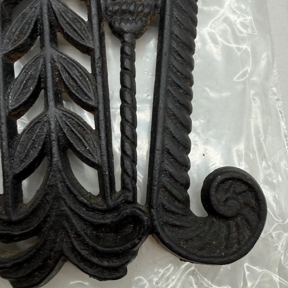 Vintage Cast Iron Trivet Made in Japan Tassel and Wheat Wall Decor Black